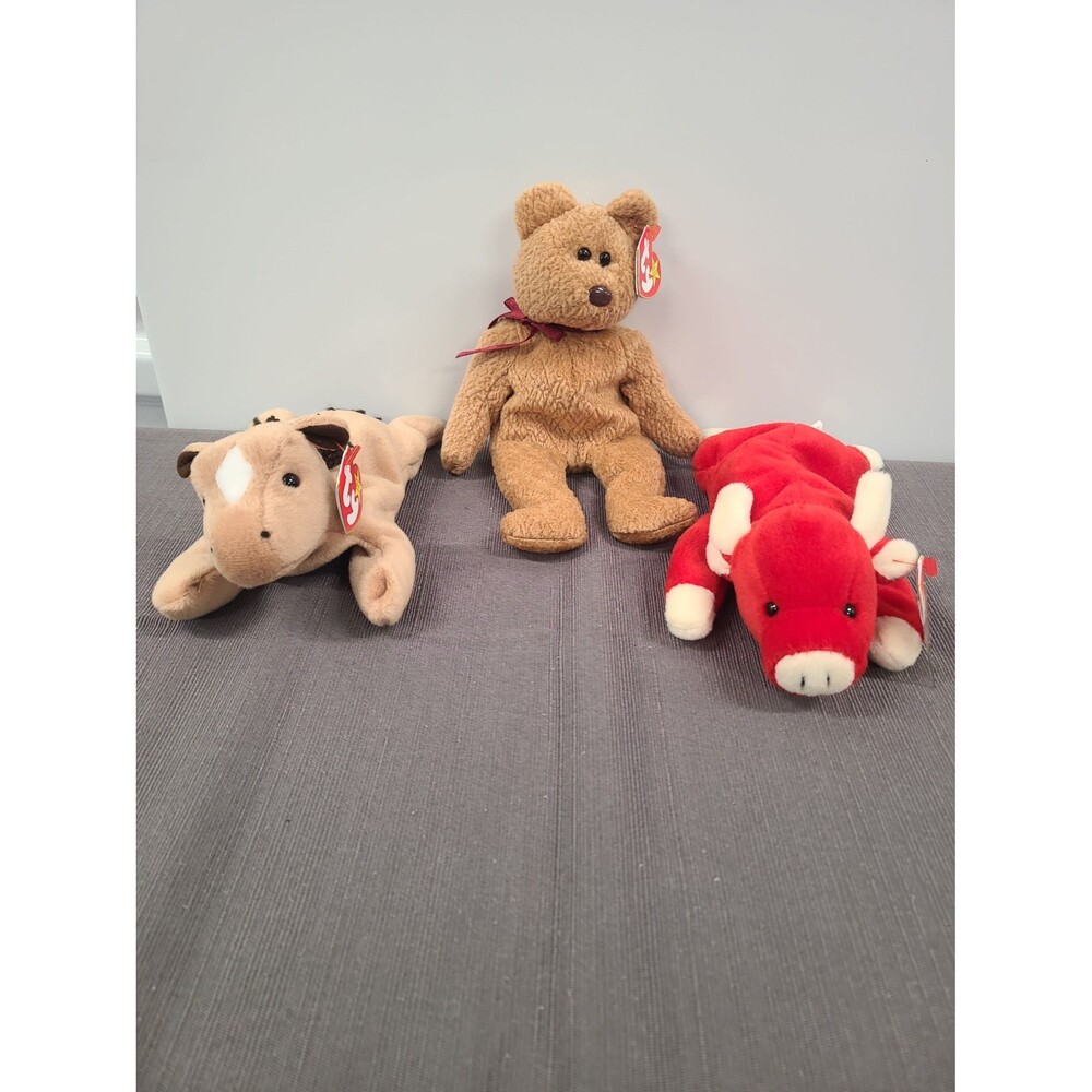 Ty Beanie Babies Derby, Curly, and Snort